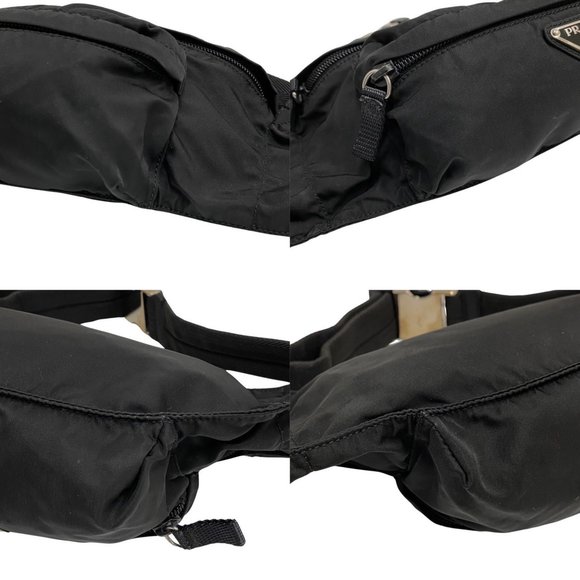 PRADA Triangle Logo Metal Fittings Nylon Body Bag Waist Shoulder Black 01014 - Picture 7 of 9